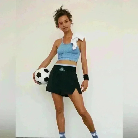 FP Movement High Rise Boxer Inspired Active Shorts | S | Black | Triangle Logo - Picture 10 of 12